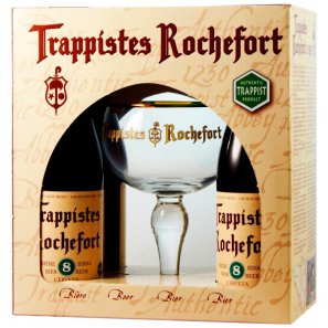 Пивной набор Траппист Рошфор 8 / Trappistes Rochefort 8 (0,33л.4бут.+1бокал)